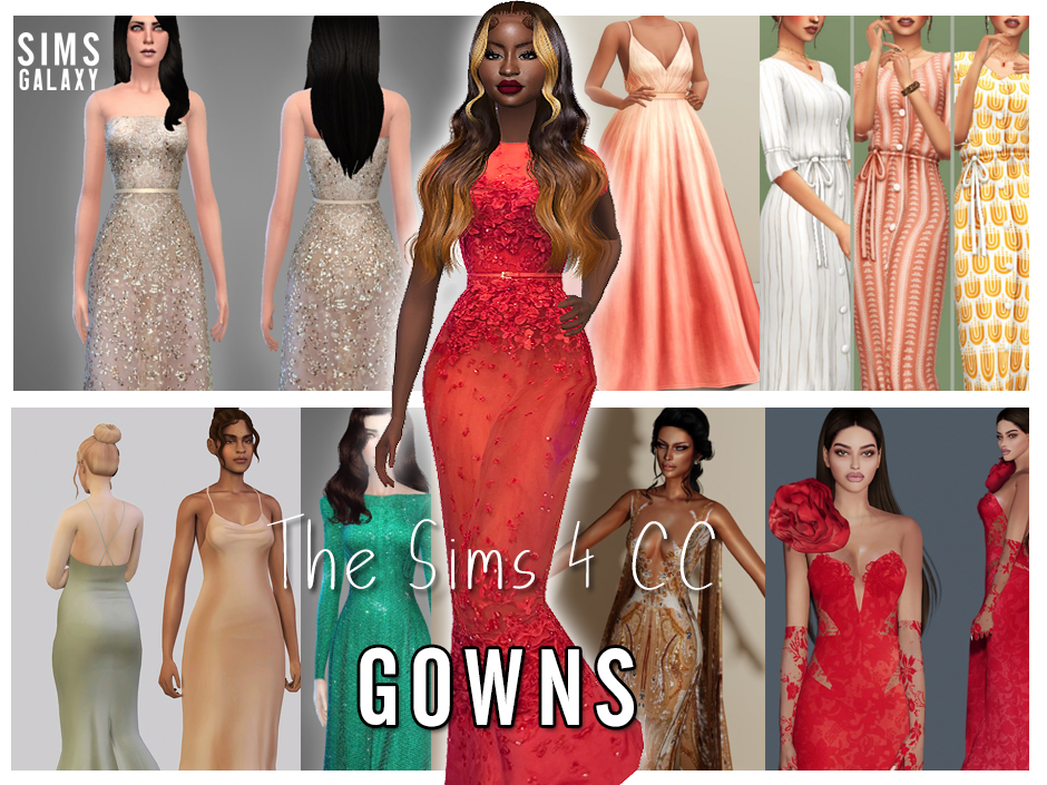 Sims 4 CC Gowns & Long Dresses