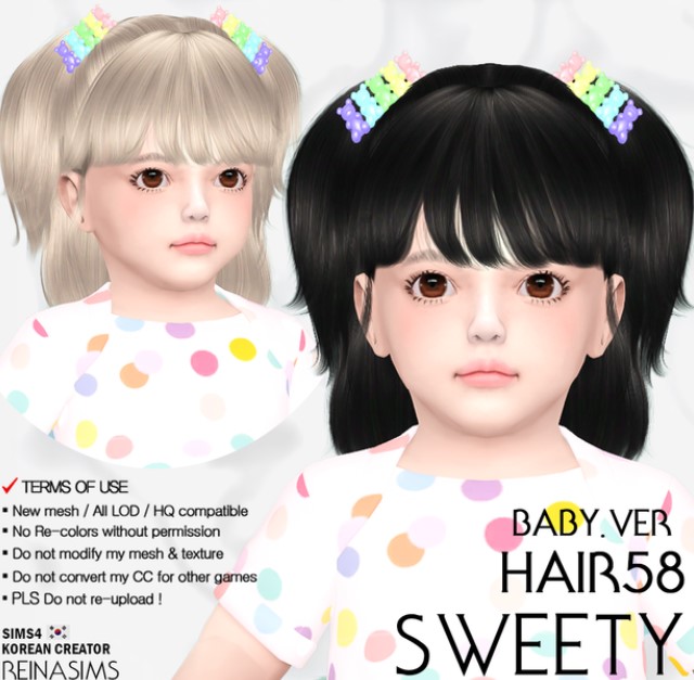 Reina_TS4_58_Sweety hair_baby version & hairpin