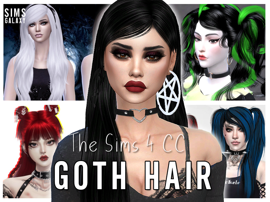 Sims 4 CC Goth / Emo Hair Collection