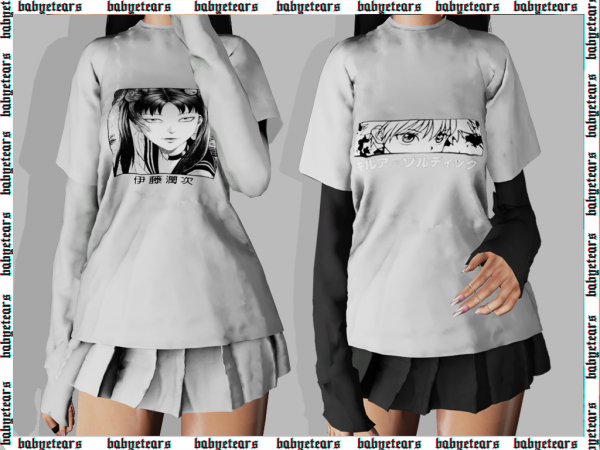 tshirt skirt anime