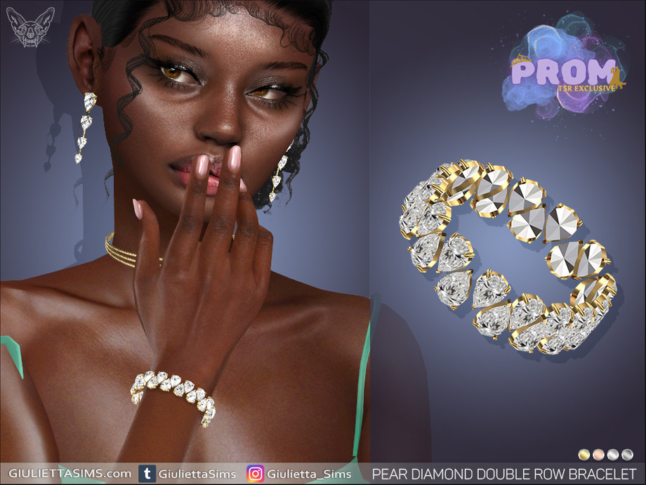 Pear Diamond Double Row Prom Bracelet